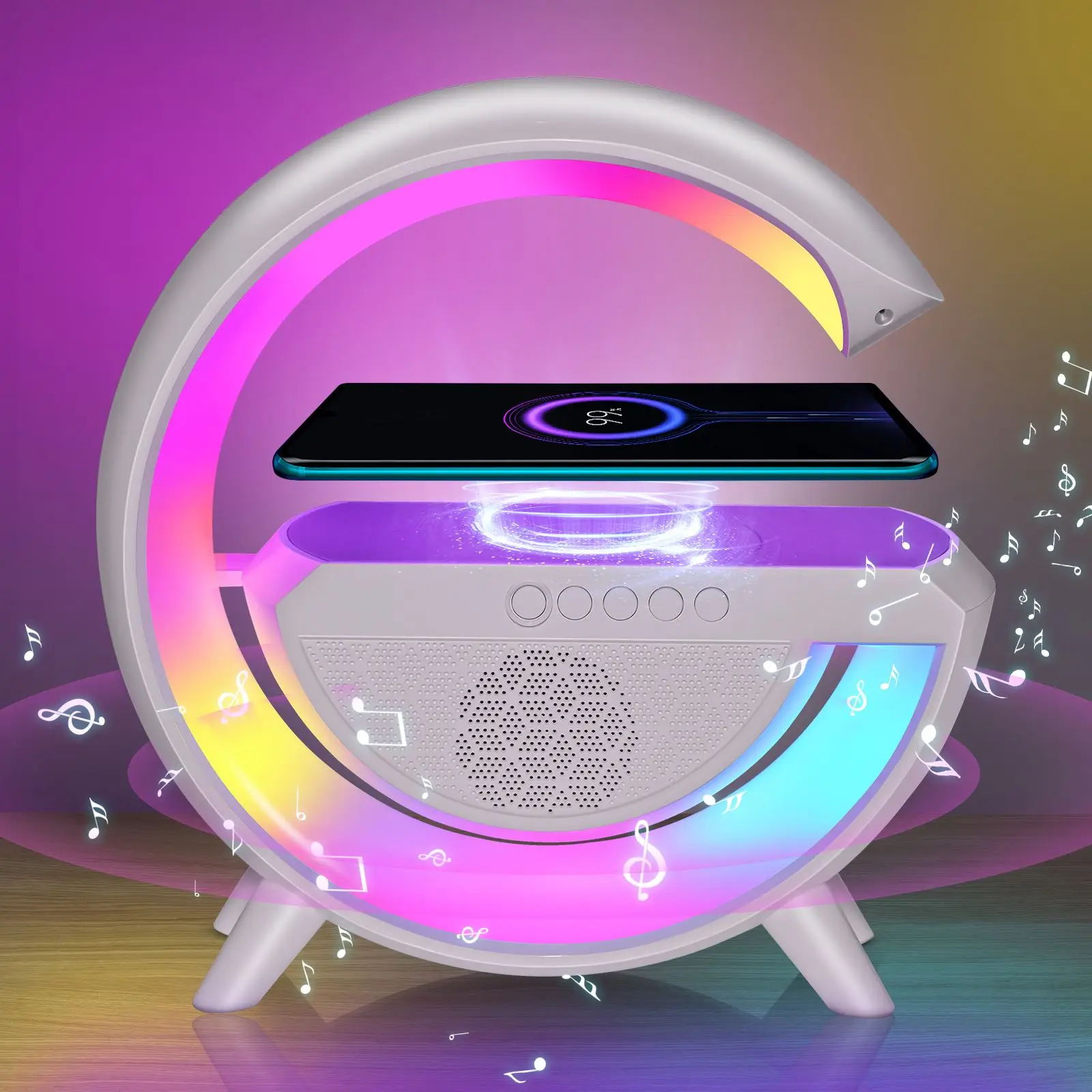 

Multifunctional Wireless Charger Night Light Bluetooth Speaker Music Sync APP Control RGB Light Fast Charging Station For Iphone