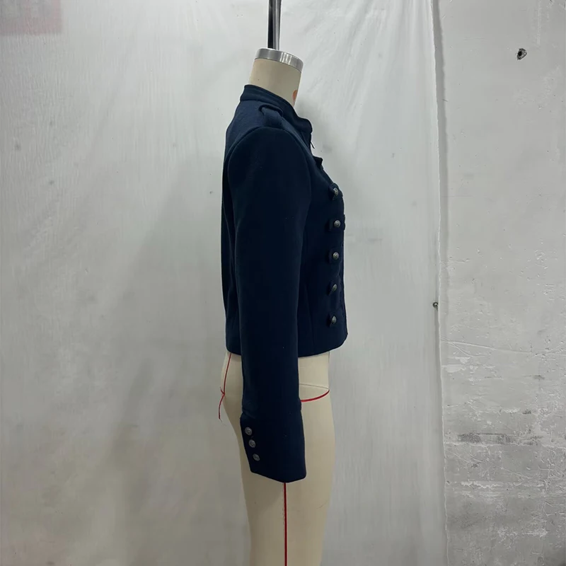 Napoleon Militär-Kurzjacke für Damen, Mehrfarbige Metall-Longsleeve-Jacken, Vintage-Oberbekleidung, Lässiger Schlanker Kurzmantel – Detail 4