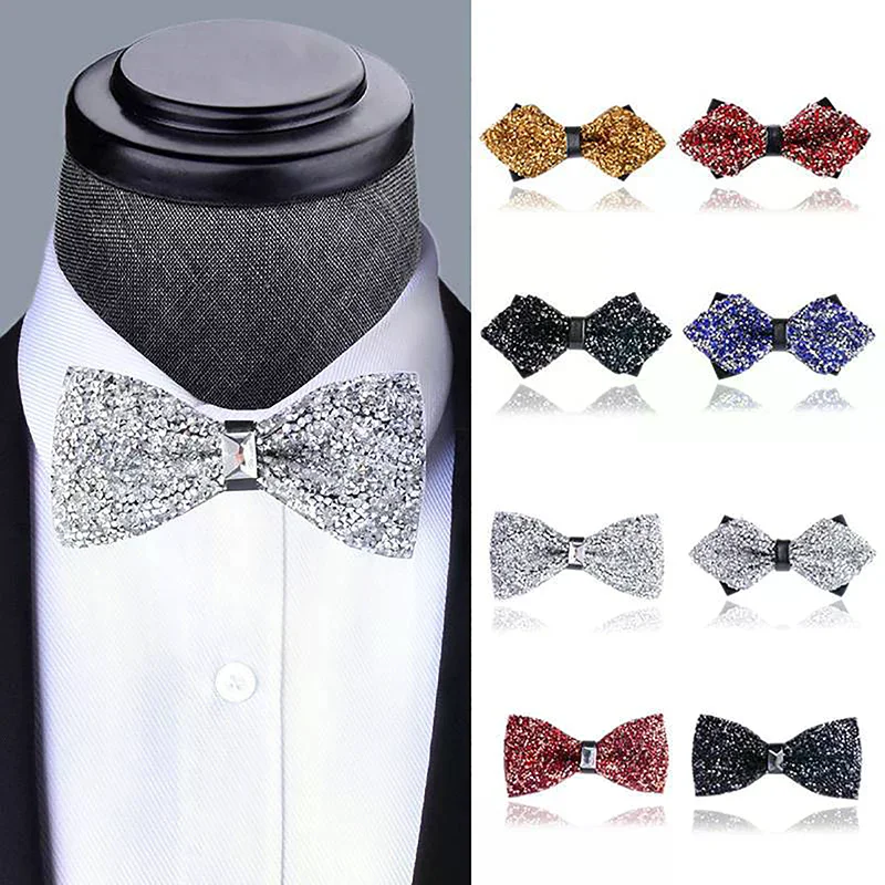 Exquisite Strass-Schleife Herren-Krawatten Vorgefertigte Pailletten-Fliegen Elegante Herren-Hochzeits-Abendgarderobe Accessoires Geschenke