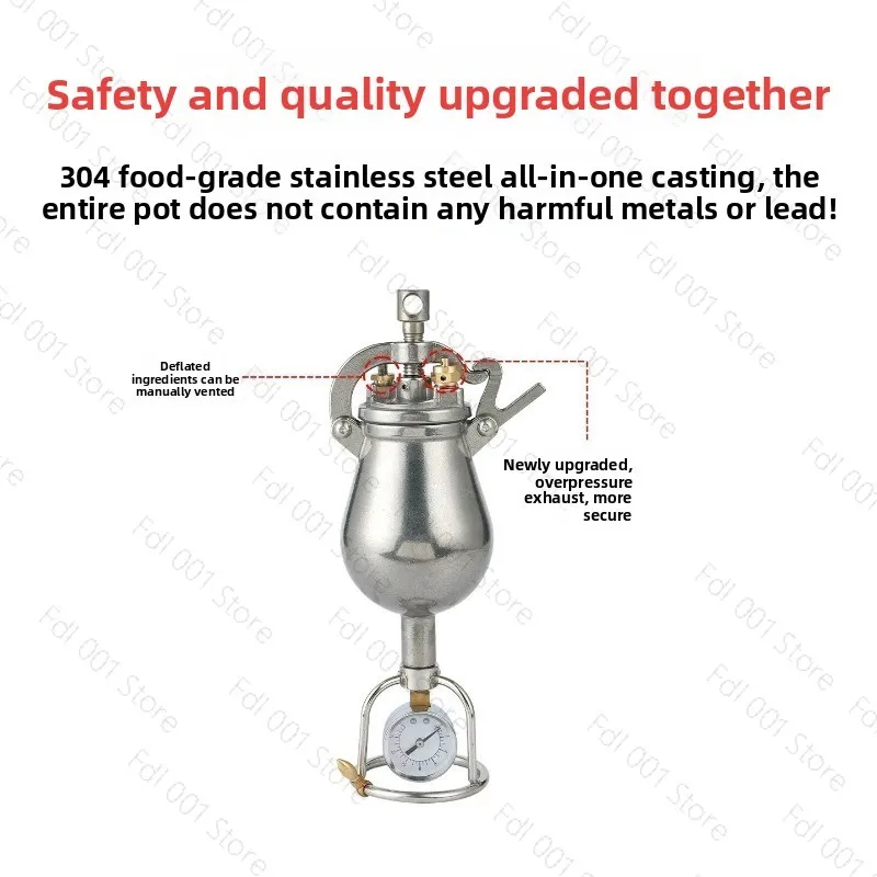 380-430ML Hand Operated Popcorn Machine Open Firing Stainless Steel Mini Popper for Movie Night Snacks