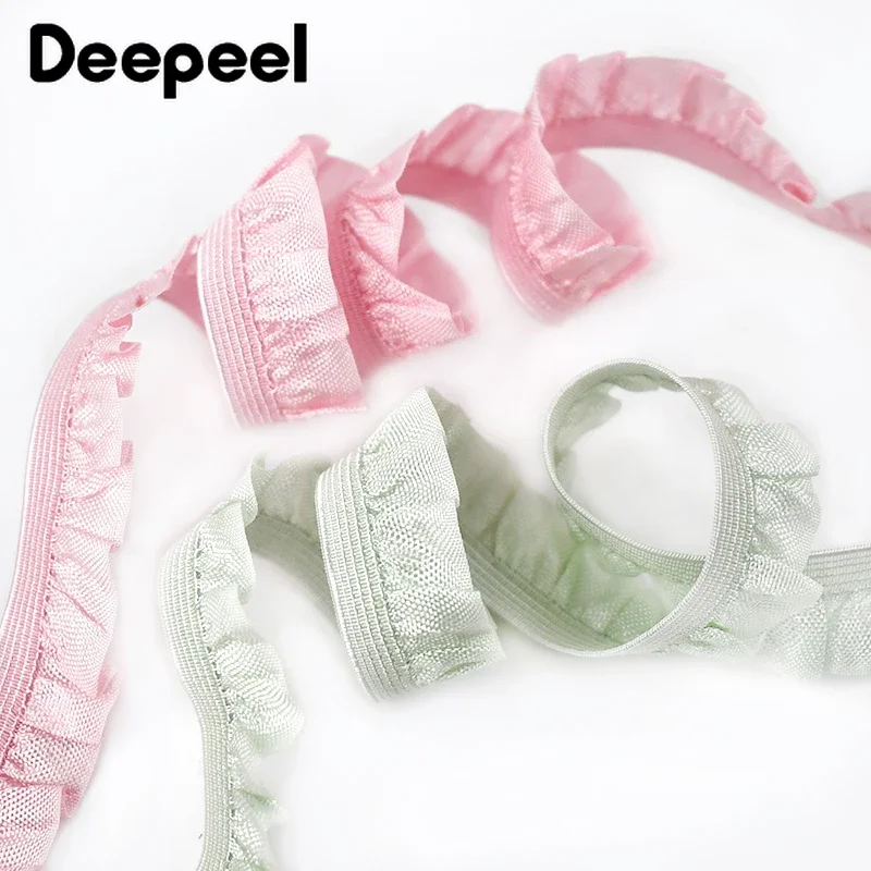 10/22/45meters 10/15mm Ruffled Elastic Band Pleated Lace Stretch Rubber Ribbon Bra Clothes Strap DIY Craft Sewing Accessories