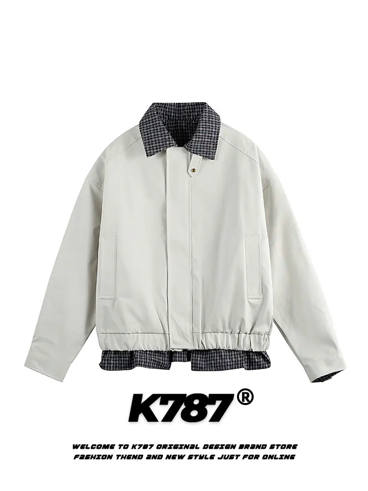 

K787 Американское ретро-поддельное двухсекционное цветное пальто Blo Harrington Jaet, свободное повседневное пальто ex ort, молодежное трендовое полиэфирное волокно