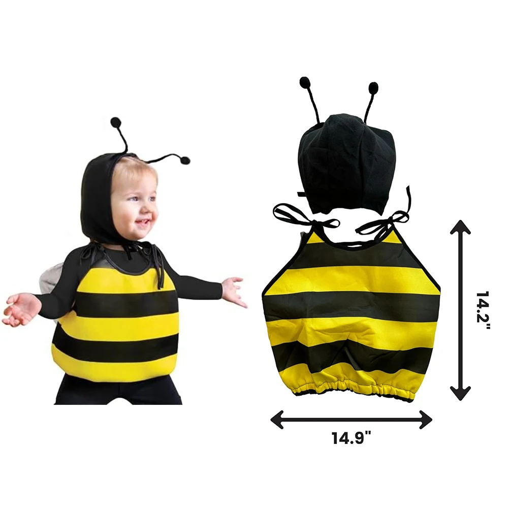 Halloween Bee Cosplay Costume for Adult Wings Hat Antennae Knee high Sock Hair Hoop Funny Animal Family Party Performance Outfit