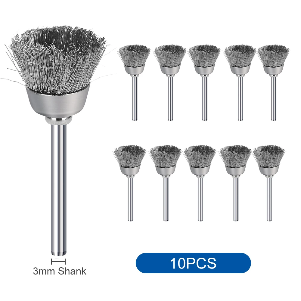XCAN 10/20 個鋼線ホイールブラシセット研磨ホイールブラシドレメルロータリーツールアクセサリー金属研磨ツール