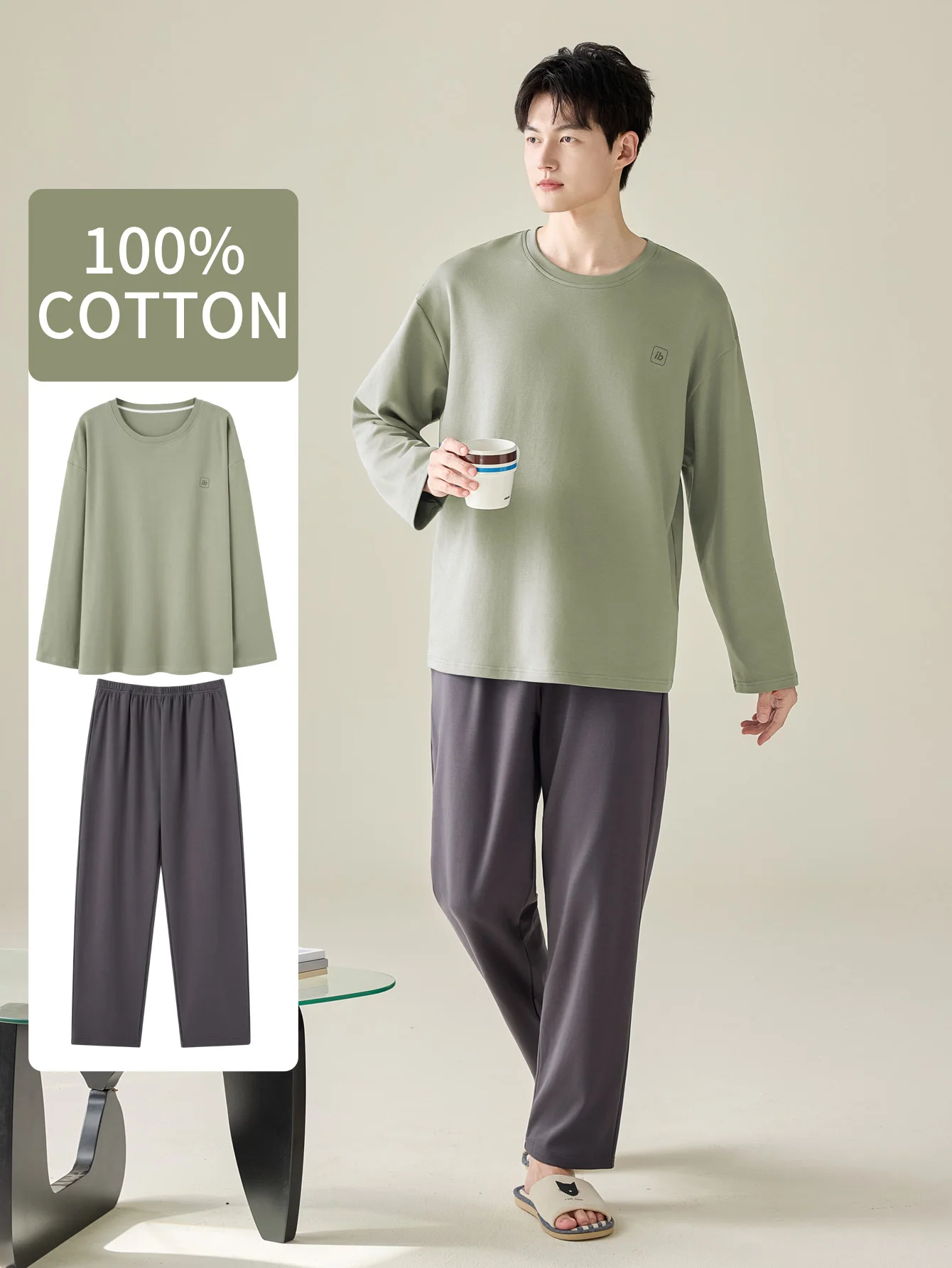 

Мужской пижамный комплект из 100% хлопка с длинными рукавами, домашняя одежда больших размеров для весны, лета и круглого года, домашний костюм из чистого хлопка для подростков и взрослых