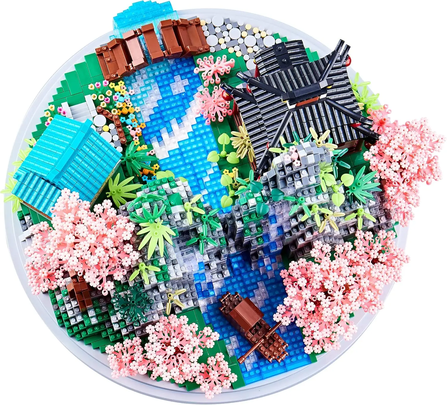 Juego de microbloques de construcción de 7626 piezas, modelo de primavera Peachtree/Crescent Moon, juguete creativo presente para niños de 14 años o más