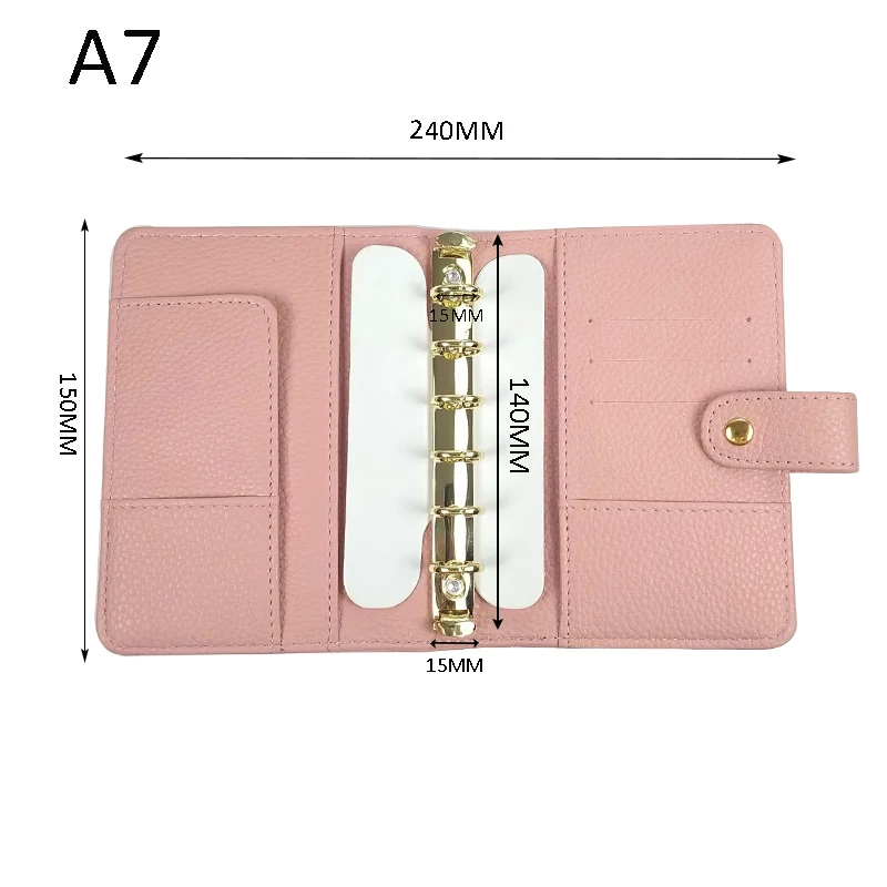 A7 Leder Mini Notebook Cover multifunktion ale 6-Loch-Clip Notebook Pu Effizienz Journal Budget Planer Fall Tagebuch Notizbuch