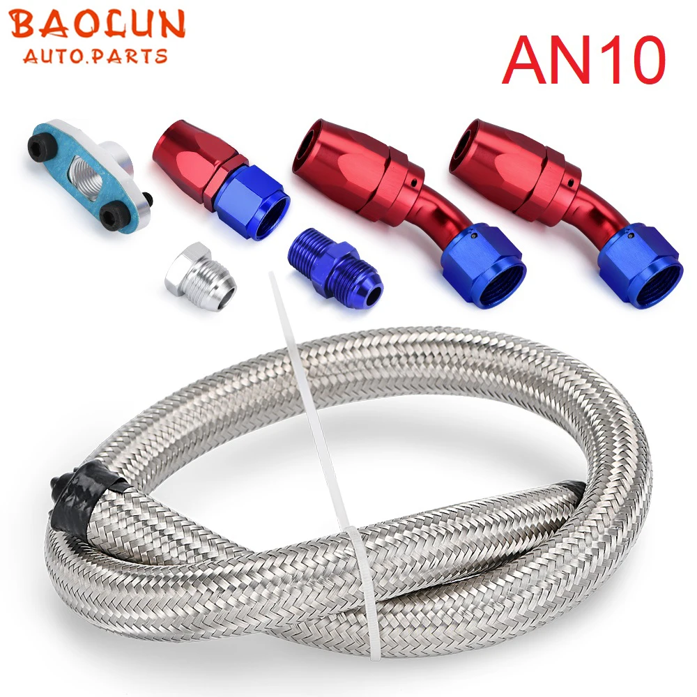 

BAOLUN Turbocharger Oil Drain Return Line 10AN 26″For T3 T4 T70 T66 Stainless Steel Braided Turbine