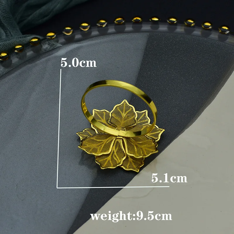 6PCS Decoration Belt Party Rhinestone Serviette Wedding Dinner Home Napkin Holder Rings Hotel Buckles Banquet Leaves Shape