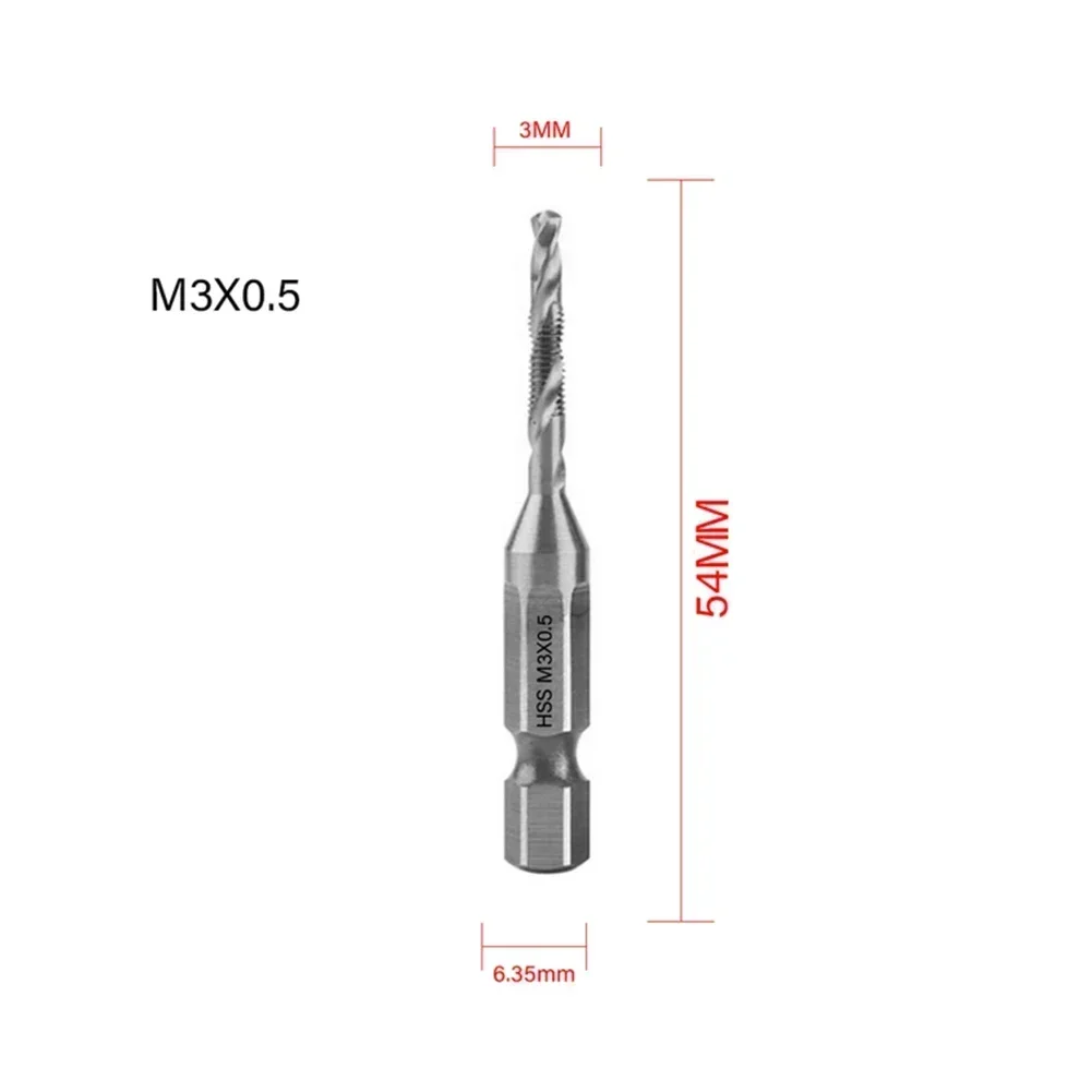 1PC Tap Drill Bit 1/4in 6.35mm Hex Shank Thread Metric Tap HSS Screw Thread Bit Screw Machine Compound Tap For Metal Woodworking