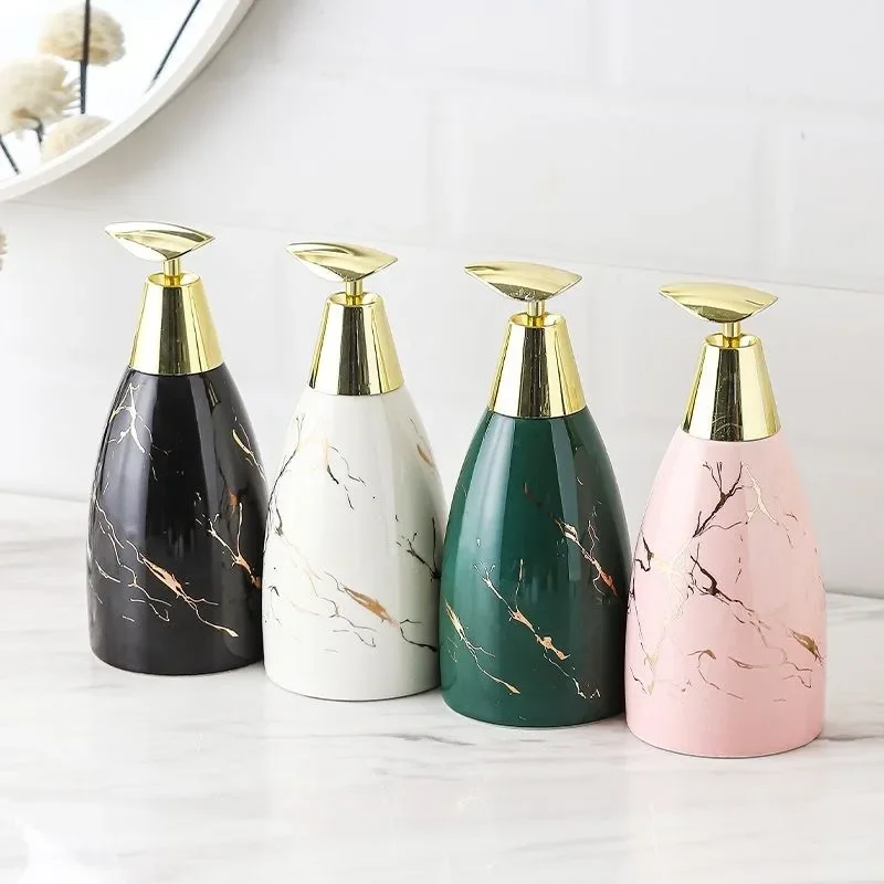 Simple Ceramic Lotion Bottle Marble Shampoo Dispenser Household Bathroom Supplies Ceramic Soap Dispenser Bathroom Decor