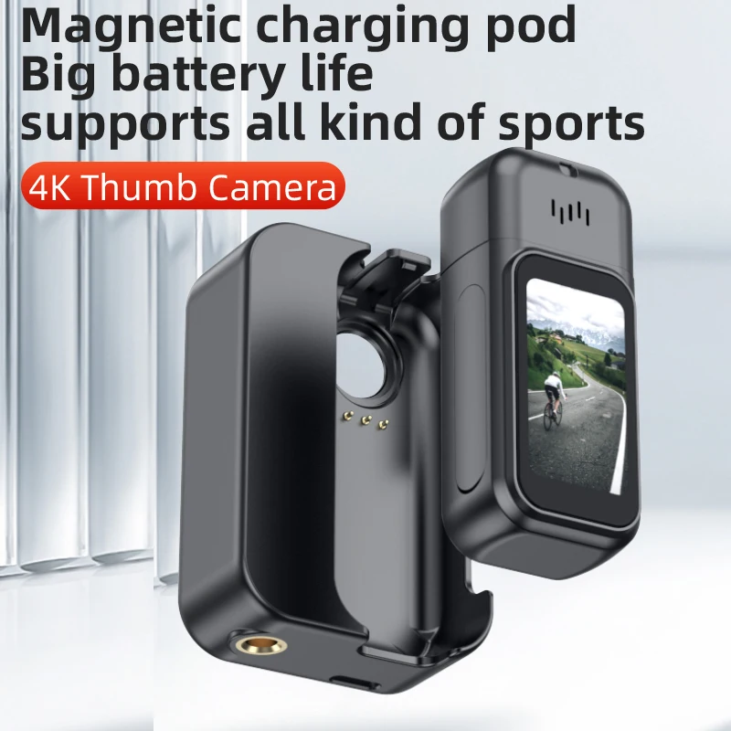 

4K 1080P Wearable Body Worn Action Thumb Camera Charging Pod Hands Free Recording Portable Camcorder For Work Travel Cycling