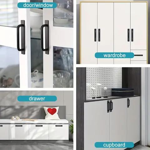 KAK 12 tums skjutdörrshandtag för ladugårdsdörr Dragskåp Infälld hårdvara Set Trädörrhandtag Innerdörr Möbelhandtag Hårdvara 8 best sales handdörr - №7