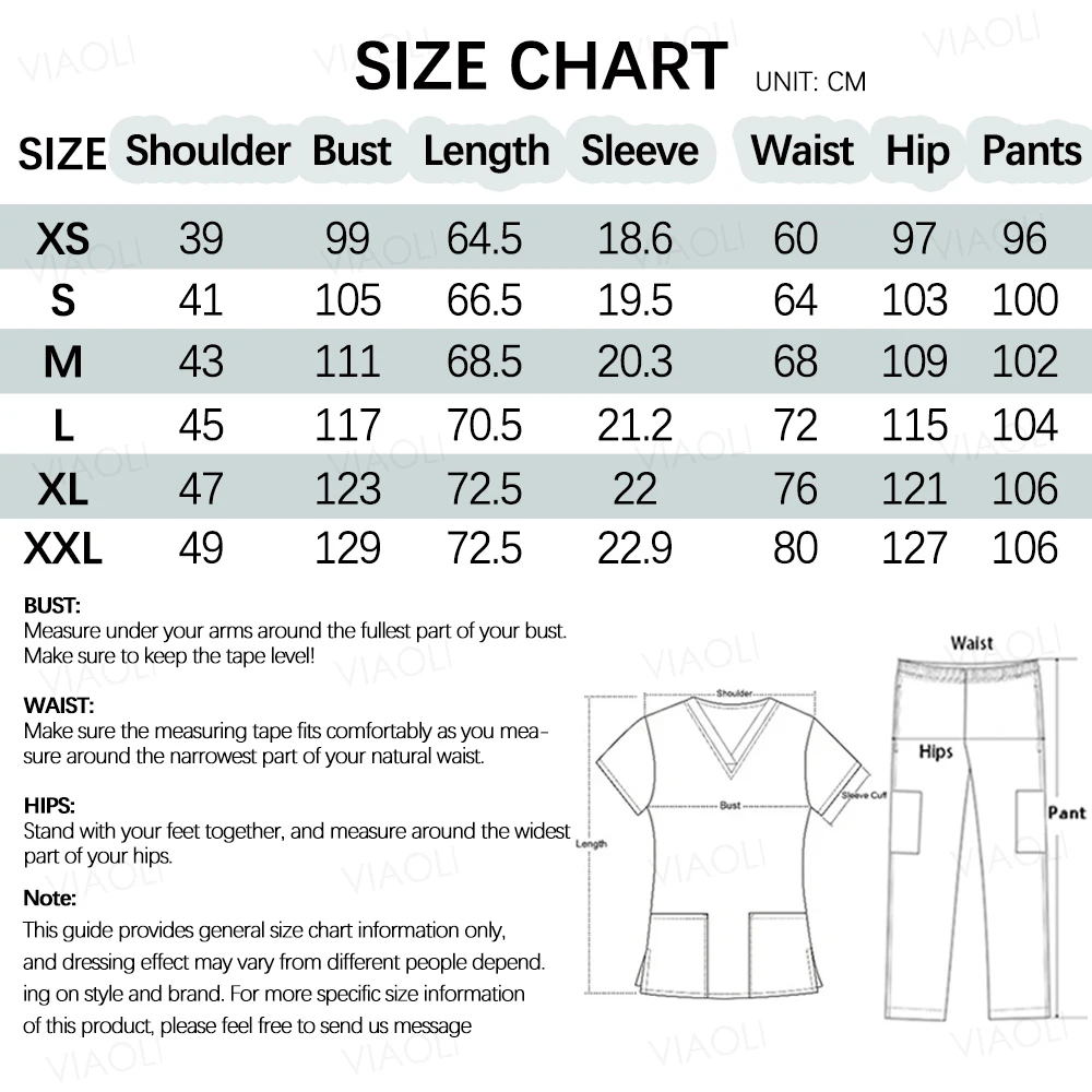 Multicolour Straight Pants Suits Doctor Nurse Nursing Uniforms V-neck Top Pocket Pants Nurse Scrubs Set Medical Clinical Clothes