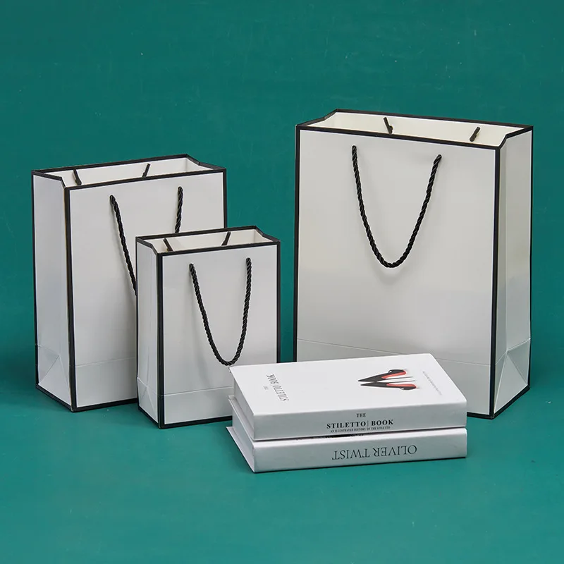 White Black Side Tote Bags Paper Bag Small Gift Bag Children Gift Bag Clothing Store Packing Bag Mid-Autumn Festival Gift Bag