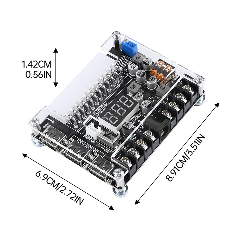 LED 디스플레이, 가변 전압, PD2.0/PD3.0 준수 기능을 갖춘 20/24핀 ATX 전력 변환기 보드