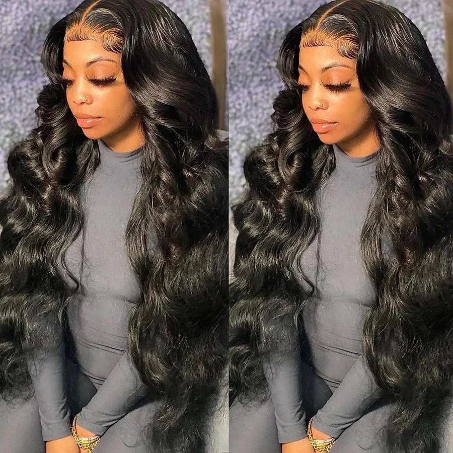 

30 Inch Frontal 13x4 Body Wave Human Hair Wig Pre Plucked Lace Front Glueless Wigs Remy Long Black Frontal Wigs Human Hair