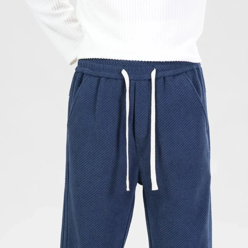 

Men's Casual Thiened Fce Knitted Drapey Straight Leg Trendy Pants Autumn Winter Polyester Fiber Straight Fit Leisure Tro...