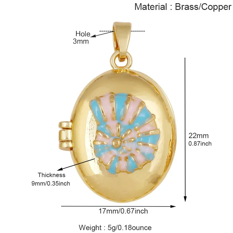 Trendy Butterfly Bee Insect Conch Shell Photo Locket Enamel Charm Pendant,Handmade Necklace Jewelry Making Findings Supply J21