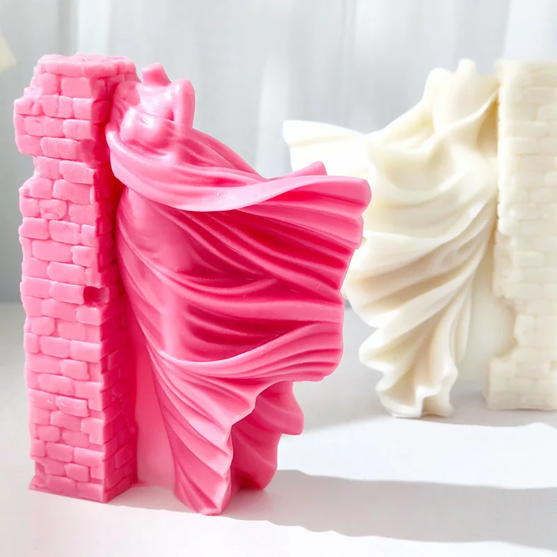 5.35INCH Wall Skirt Lady Body Art Aromatherapy Candle Silicone Mold 3D Leaning Against Wall Female Dancer Home Decoration Mould