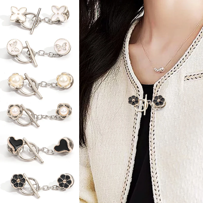 سترة مشبك انفصال زهرة مكافحة الضوء بروش كريستال زر المشابك Ot مشبك إغلاق العنق ديكور بروش مجوهرات هدية