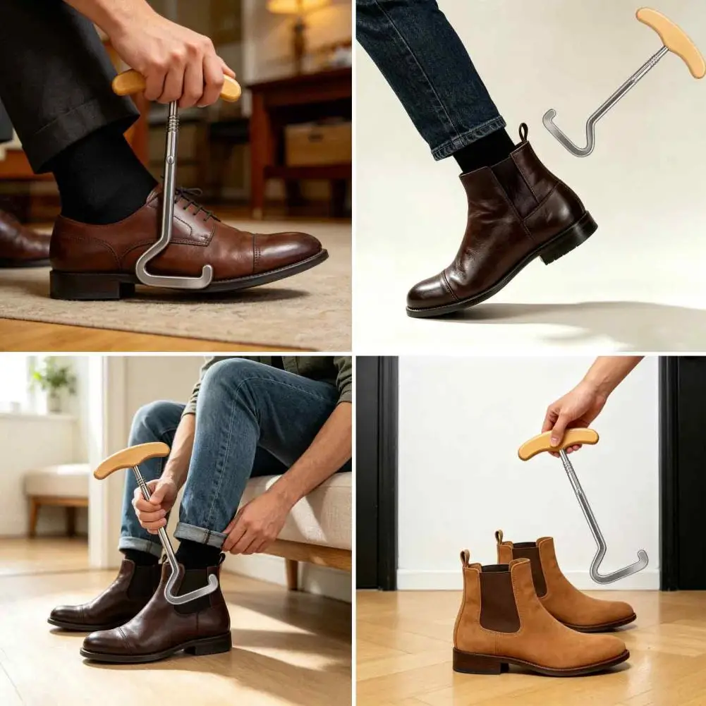 Cowboy Boot Hook, Portable Boot Puller Shoe Horn, Easy Grip Shoe Lifter Helper for Cowboy Boots Leather Boots Wearing