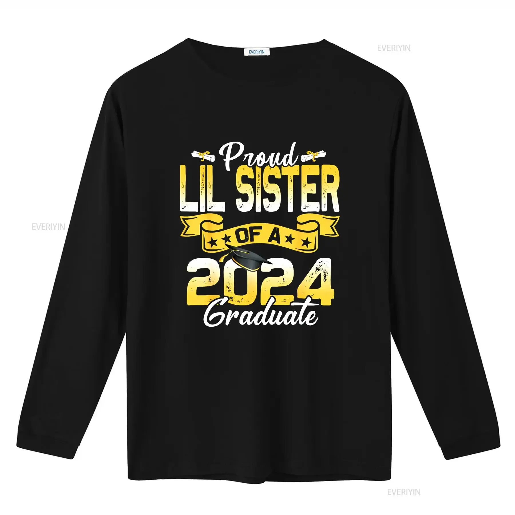 تي شيرت فخور ليل سيستر من فئة 2024 للتخرج عتيق مغسول ومتعدد الاستخدامات ملابس مصممة قليلاً للجنسين