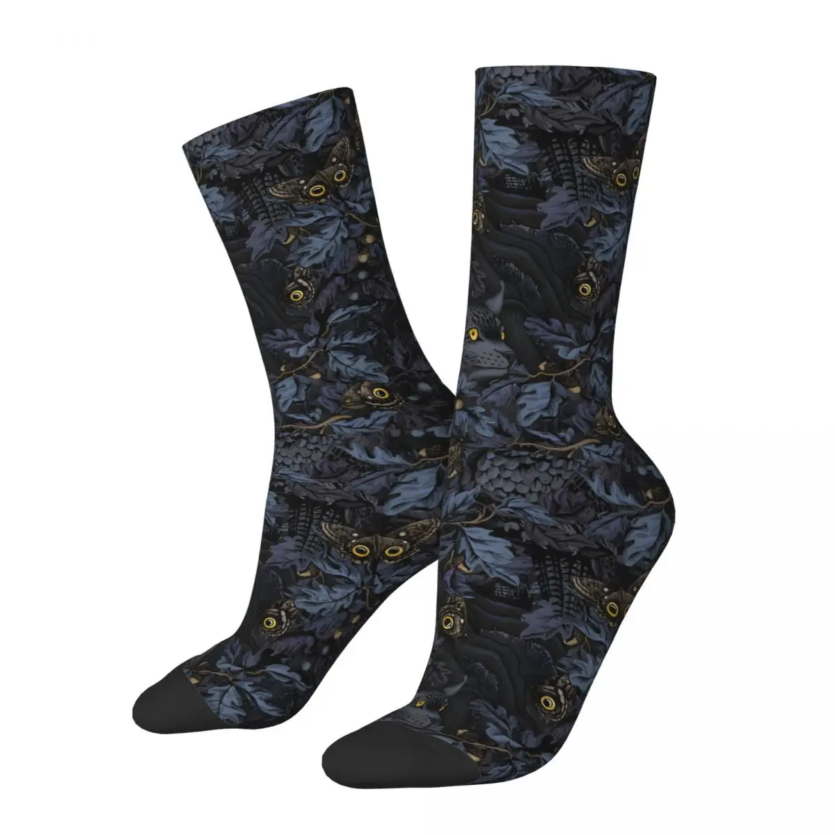 Funny Men's Socks Fit In Moonlight Blue Retro Street Style Casual Crew Sock Gift Pattern Printed