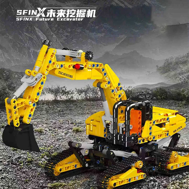 17076S SFINX Future Excavator Building Blocks Engineering Series Model Educational DIY Assembly Set Toy Gift for Boys Children