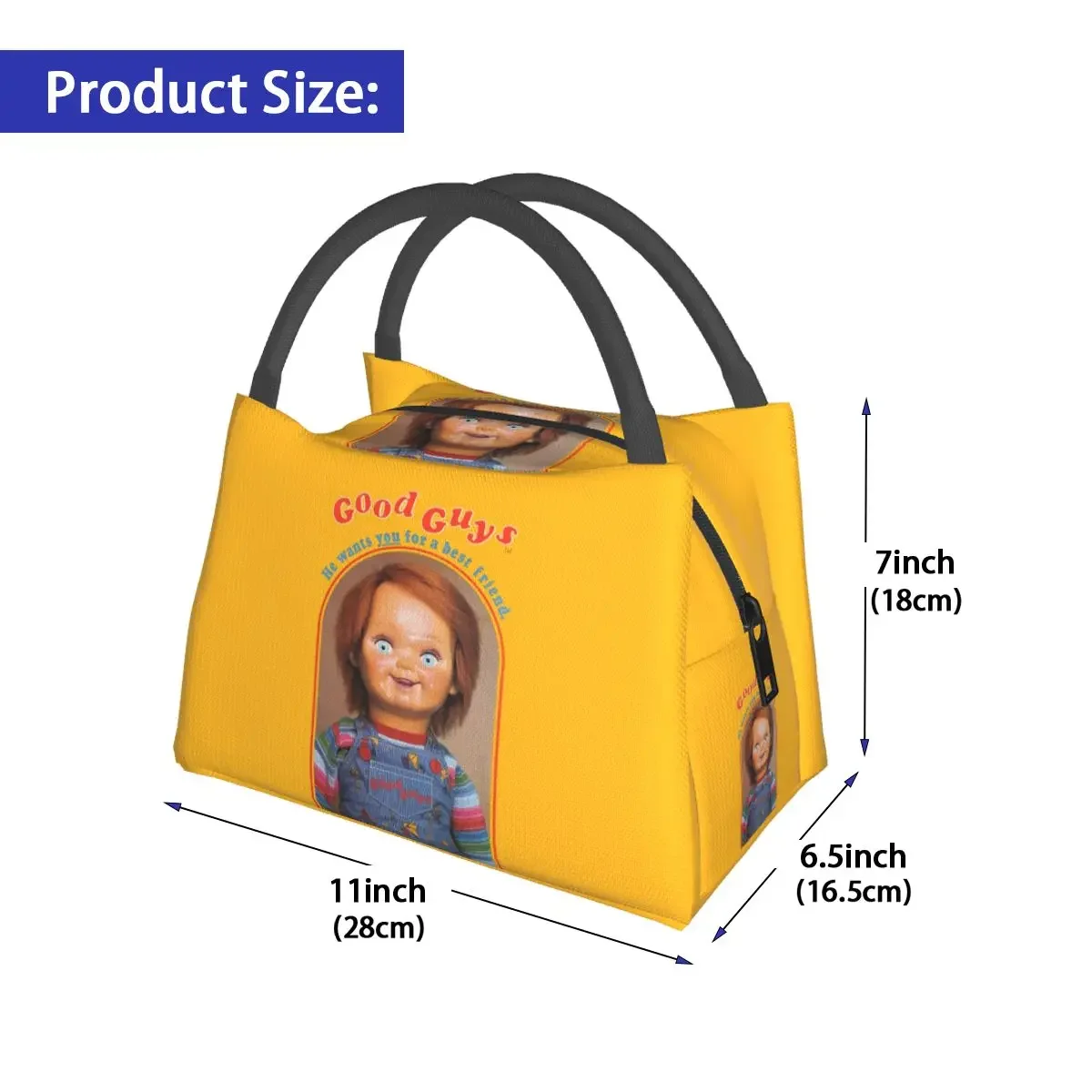 He Wants You For A Best Friend Lunch Bag Chucky Aesthetic Lunch Box Picnic Portable Insulated Tote Food Bags Design Cooler Bag