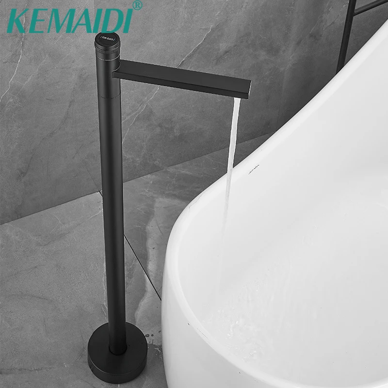 

KEMAIDI Black Bathtub Floor Stand Faucet Mixer Simplicity Mixer Tap Knob Control Stream Mode Floor Mounted Mixer Shower