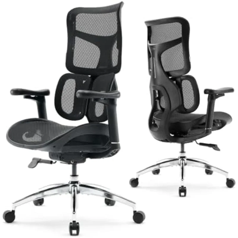 Doro S100 Ergonomic Office Chair - with Dual Dynamic Lumbar Support, 5-Level Adjustable Backrest, 4D Coordinated Armrests, 135-d