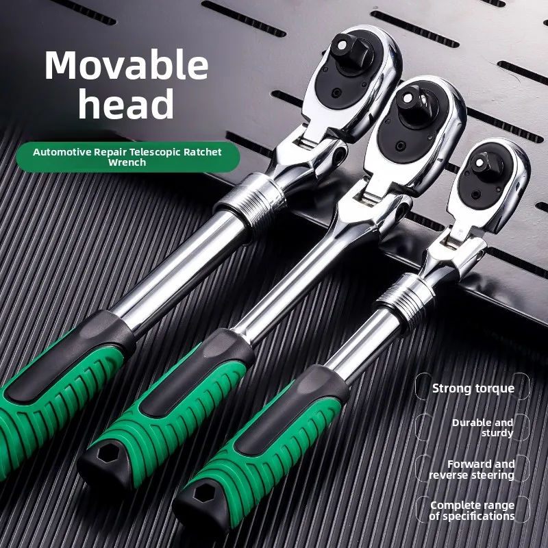 Extendable Ratchet Wrench, Industrial‑Grade Extended 72‑Tooth Quick Telescopic Socket Spanner Hand‑Repair
