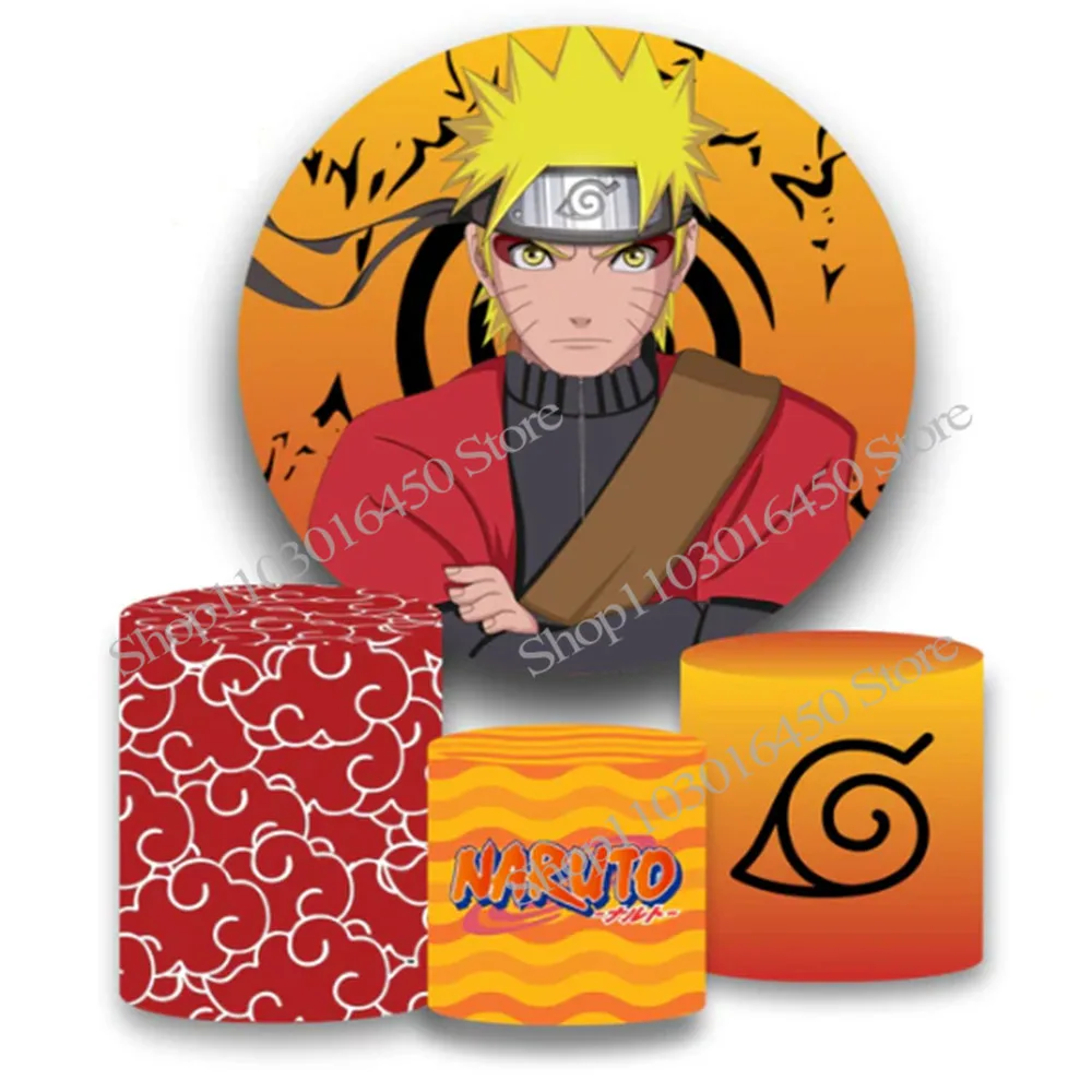 Naruto Uzumaki Pesta Ulang Tahun Lingkaran Elastis Bulat Silinder Latar Belakang Alat Peraga Dekorasi Baby Shower untuk Acara Anak Laki-laki