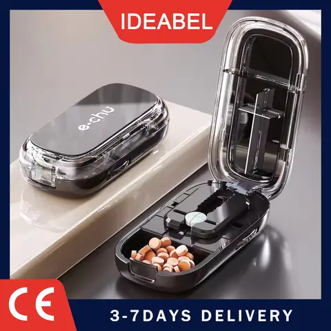 IDEABEL Medicine Cutter Precise Cutting Into Half / Quarter Drug Divider Organizer Portable Tablet Splitting Pills Splitter