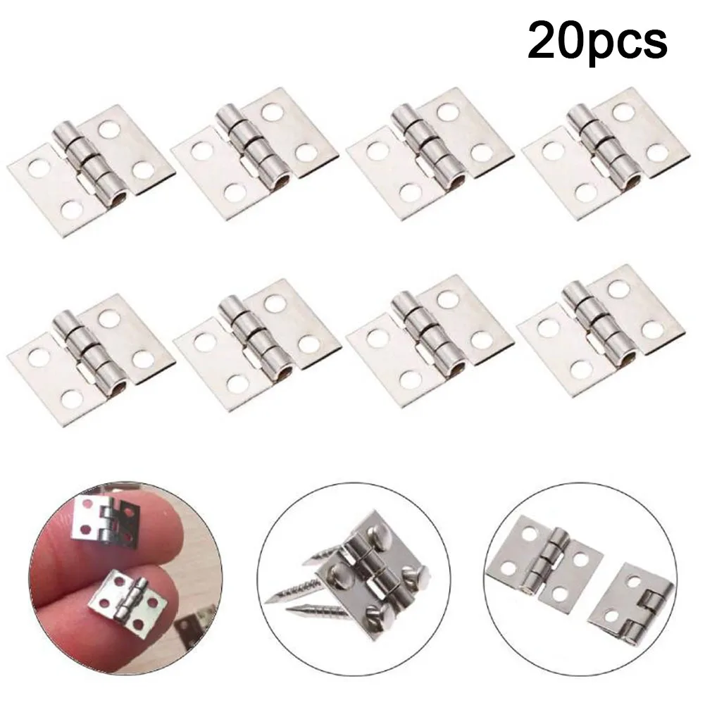 20pcs Tiny Golden/Silver Mini Small Metal Hinges For 1/12 House Prefab Miniature Cabinet Furniture Fittings For Home Hardware