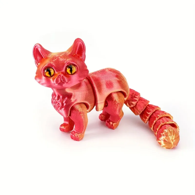 Modello di gatto carino stampato in 3D Giocattoli Ornamento di gatto Figurina realistica senza peli con giunto mobile Regali divertenti per bambini Decorazione da tavolo