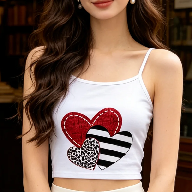 Summer New Fashion Harajuku Gothic Y2k Style Sexy Women Camis Cute Girls 2026 Crop Tops Casual Printed Graphics Love Sling Strap