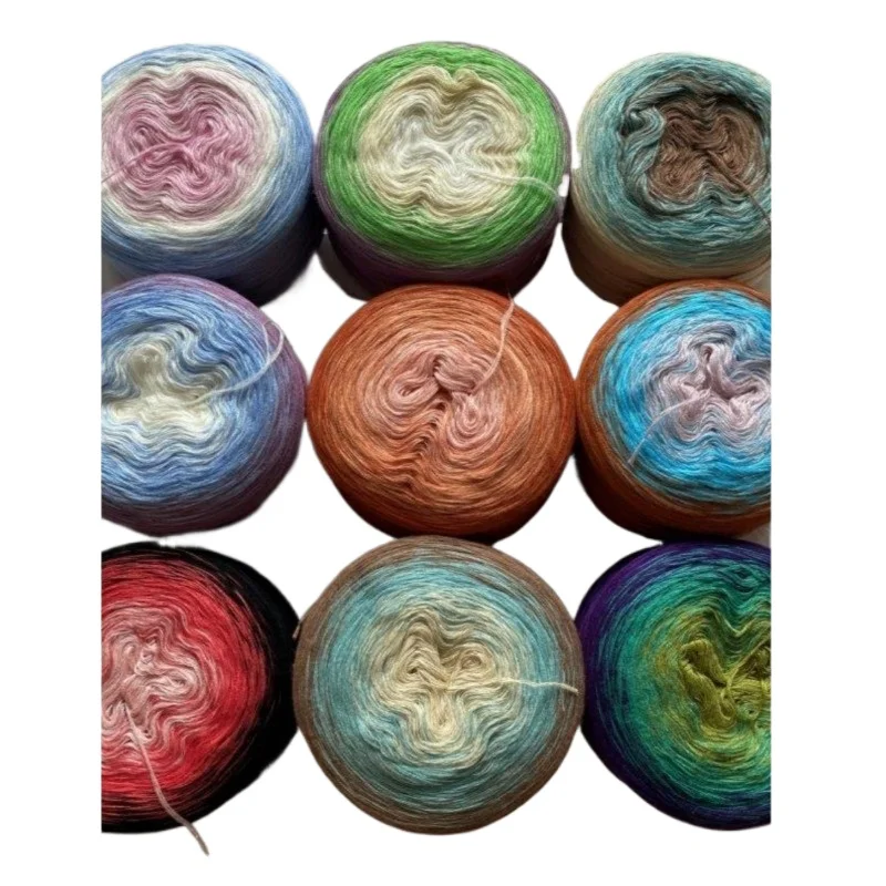 NEW 300g Cotton Mixed Strand Segment Dyeing Summer Cake Thread Gradient Section Dyed Milk Cotton Shawl Scarf Sweater Thread