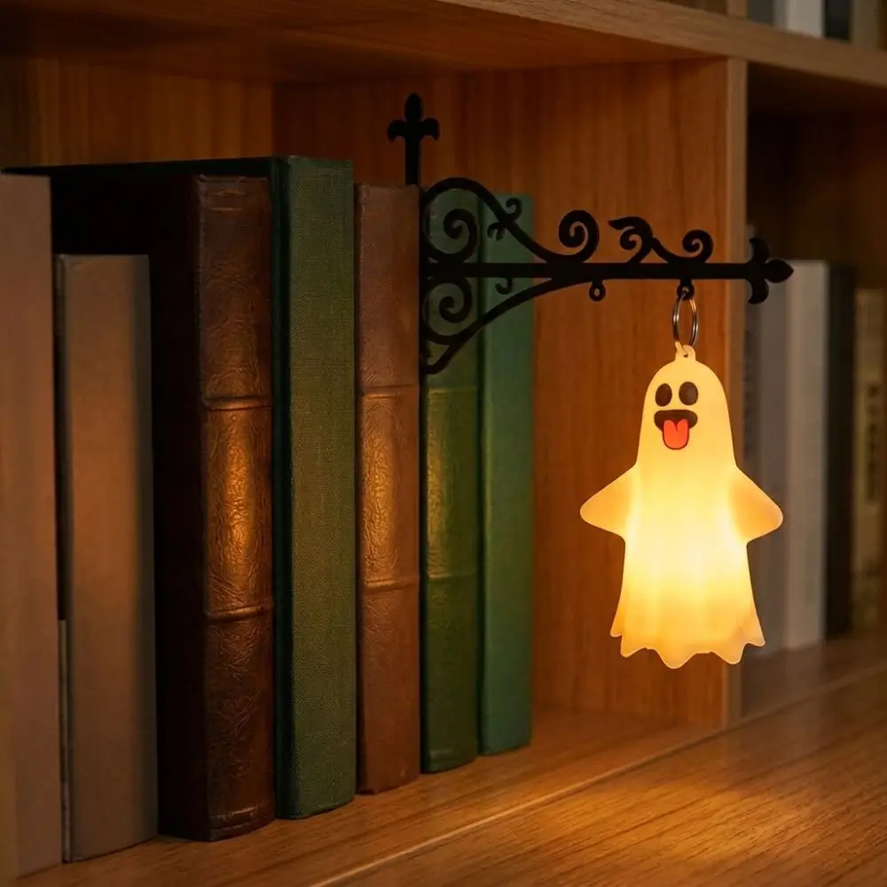 Warm White Light Halloween Ghost Bookshelf Lamp LED Lighting Vintage Style Book Nook Lamp Wrought Iron Glowing