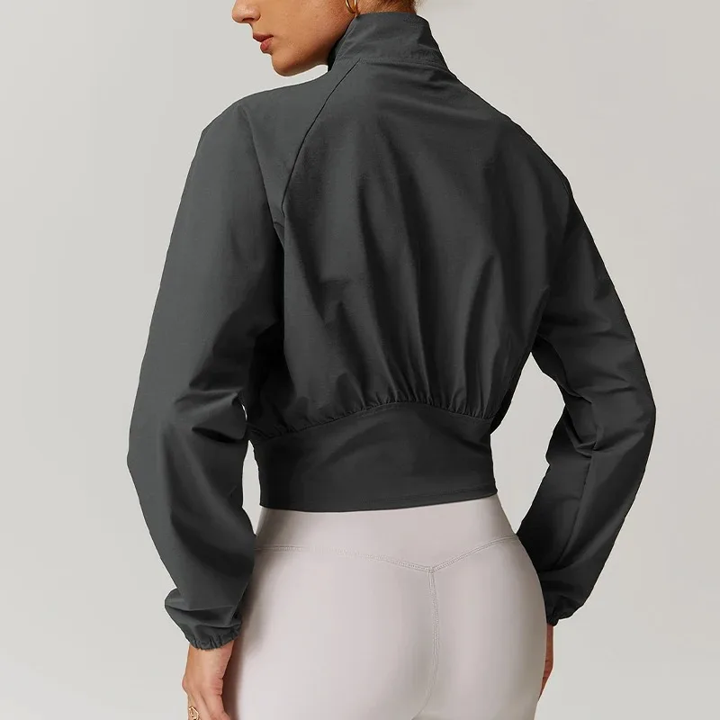 المرأة سترة يوجا الجري تجريب سحاب أكمام طويلة الصالة الرياضية ملابس رياضية سريعة الجافة أكتيفيوير ملابس خارجية ملابس رياضية 2025