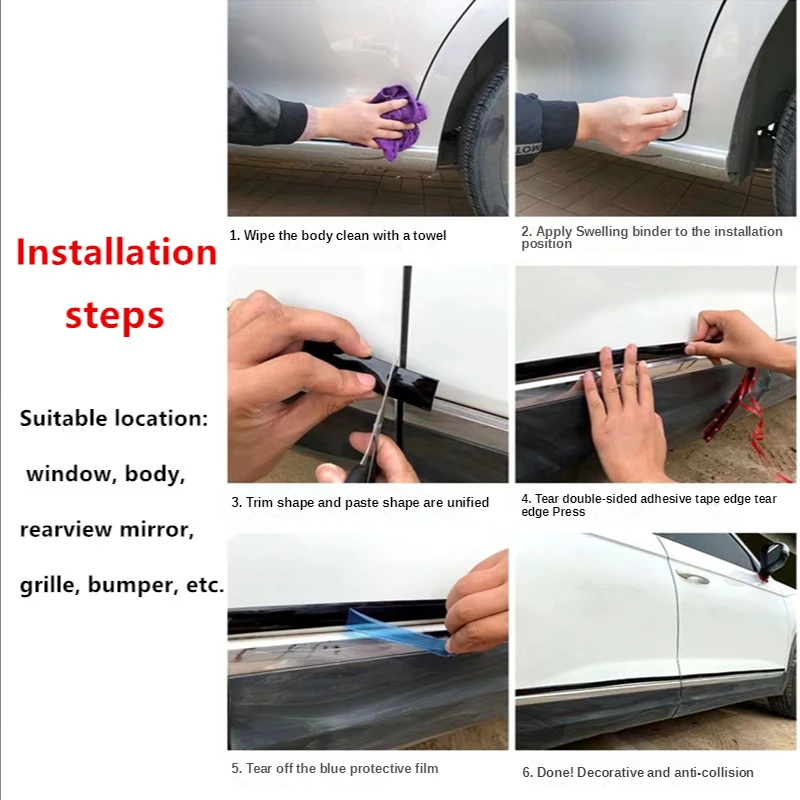 Car Styling Universal Auto Window Edge Protector Trim Black Silver Body/ Door Anti-scratch Protection Strip Car Sticker Decorate