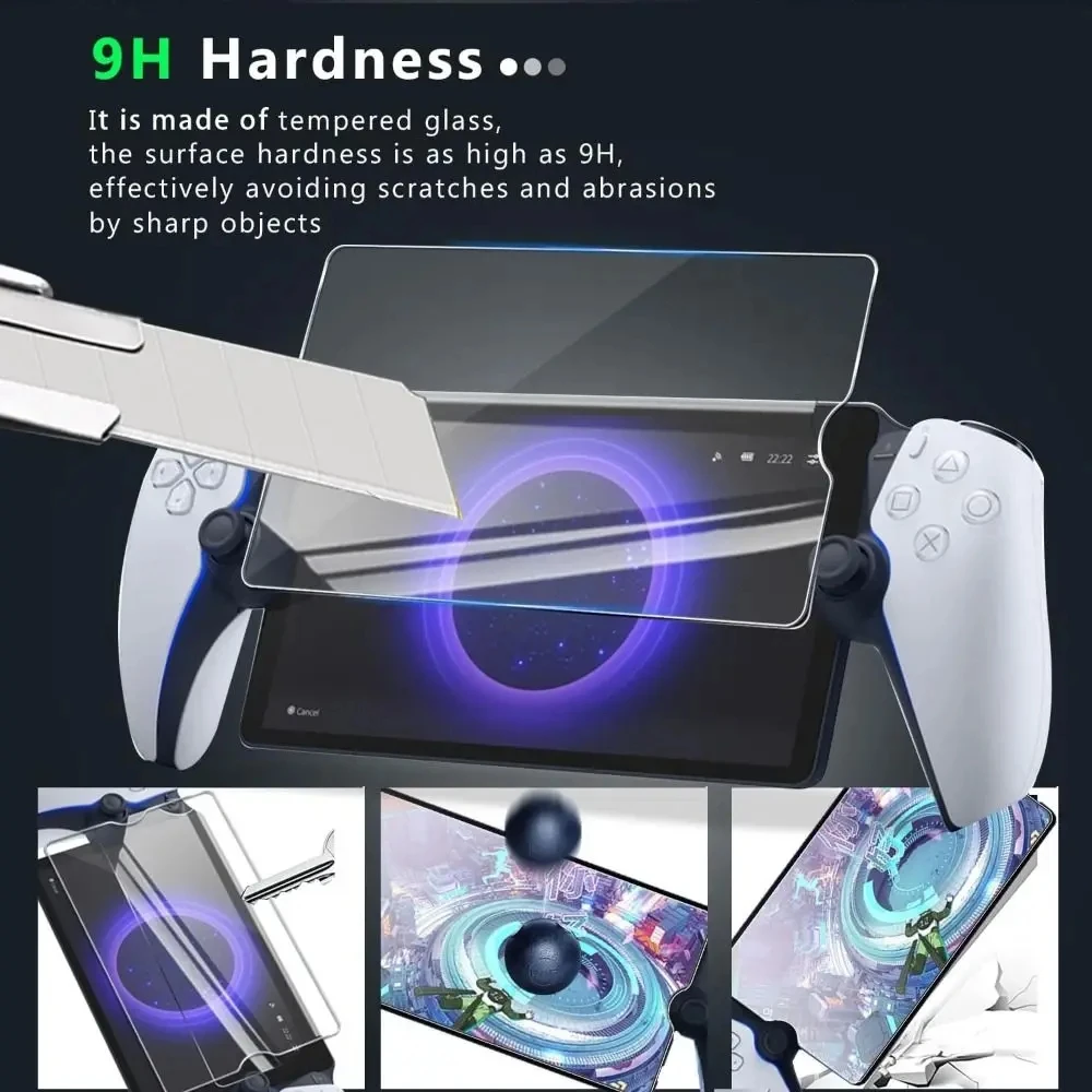 Tempered Glass Protective Film for Sony PlayStation Portal Screen Protector Arc Edge Handheld Console Game Accessories 8in