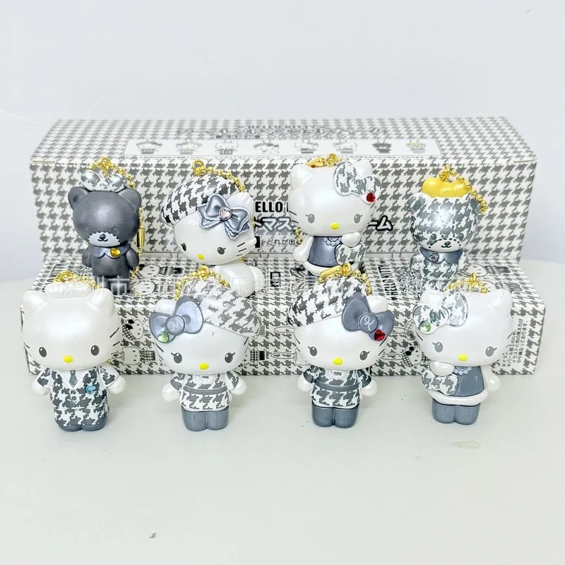 

New In Stock Cute Kt Cat Anniversary Limited Edition Black White Checkered Series Toys Figurines And Keychains
