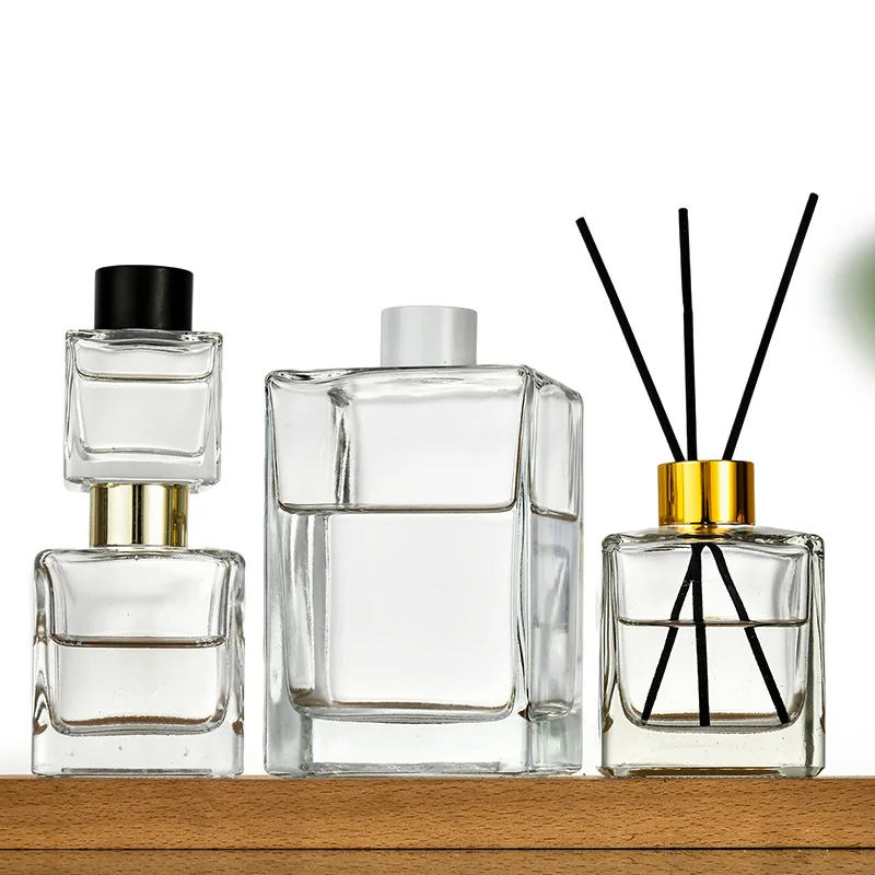 3PCS 50/100/150ml Square Perfume Glass Empty Bottle Essential Oil Diffuser Decorative Fragrance Bottle