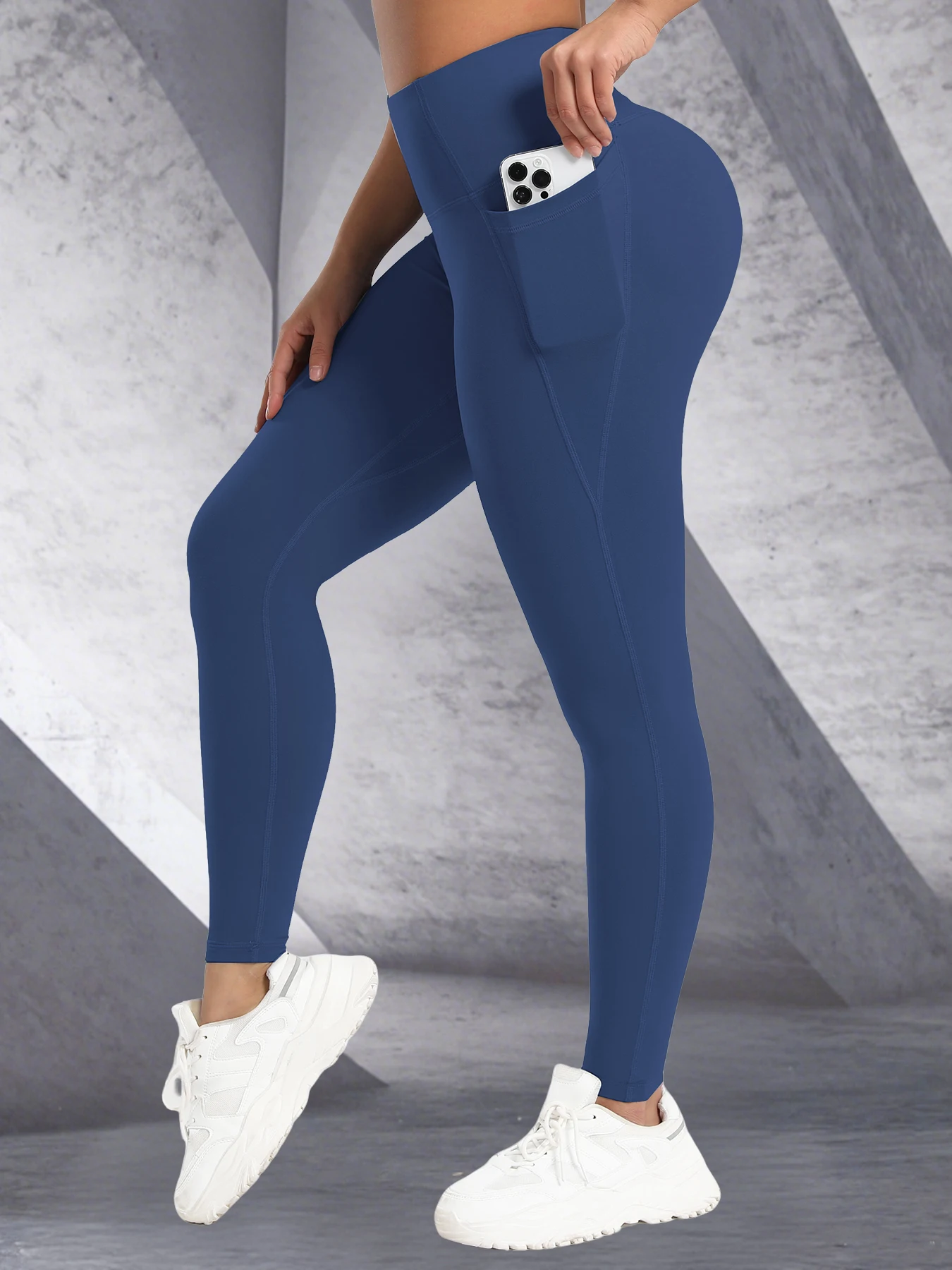 Leggings de sport taille haute pour femmes, avec poches, pantalons de Yoga extensibles, collants Push Up, Fitness, course à pied, pantalons de couleur unie