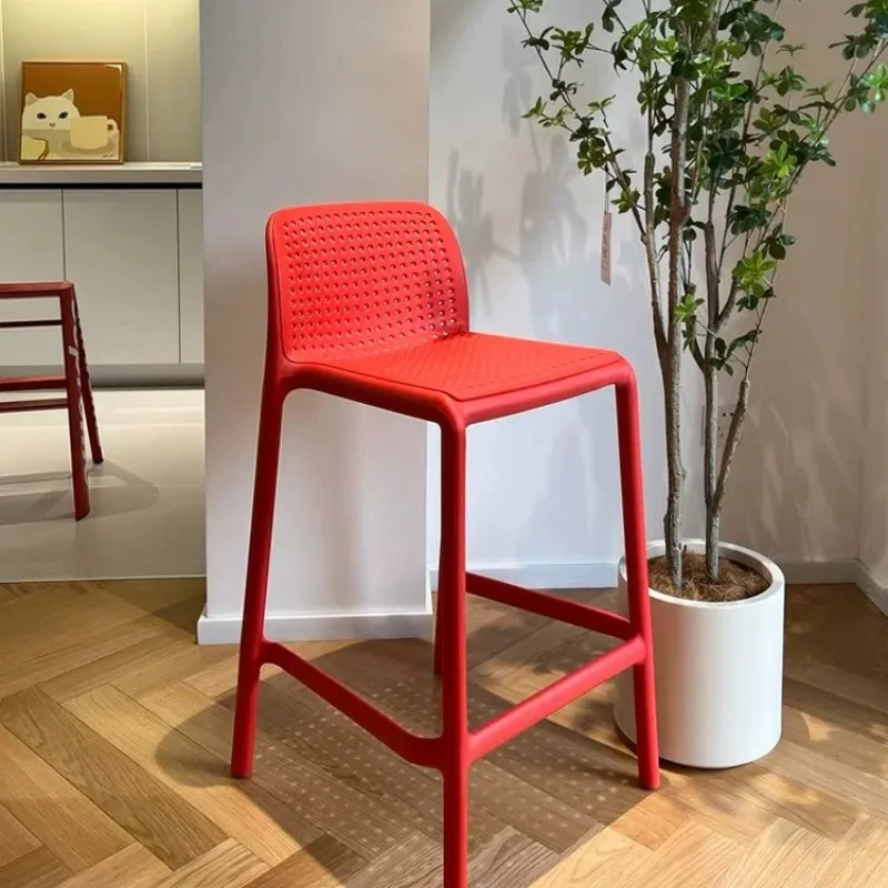 

Ultra Strong Nordic Outdoor Hollow Bar Stool Engineering Grade PP Eco friendly Plastic Minimalist Chair for Café Designer Seat