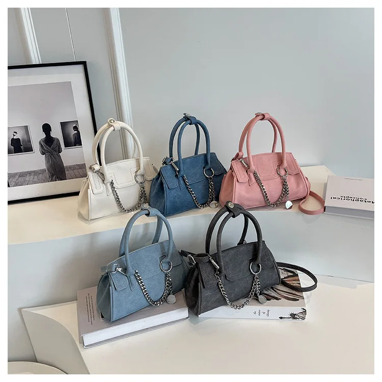 Bolsos cruzados versátiles simples grises para mujer, bolsos pequeños clásicos con asa suave, bolso de un solo hombro de moda de primavera