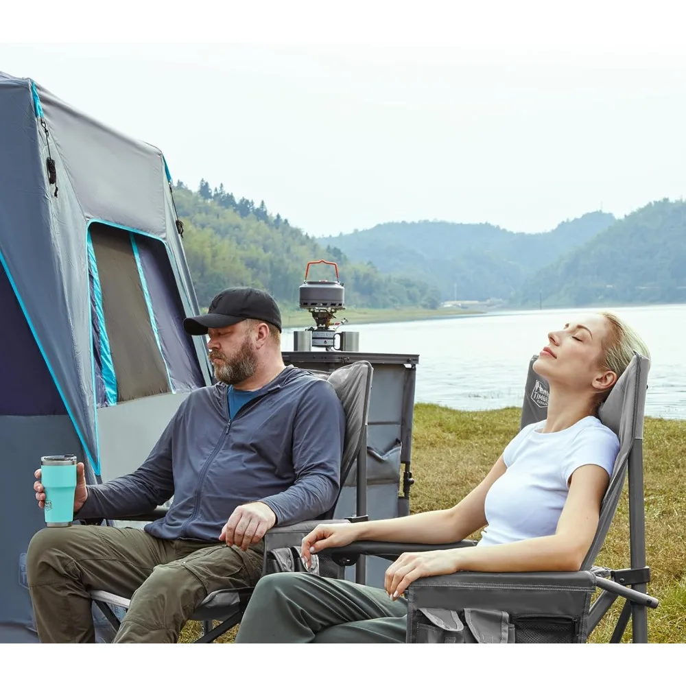 

Oversized Folding Camping Chair High Back Heavy Duty for Adults Support up to 500lbs with Cup Holder