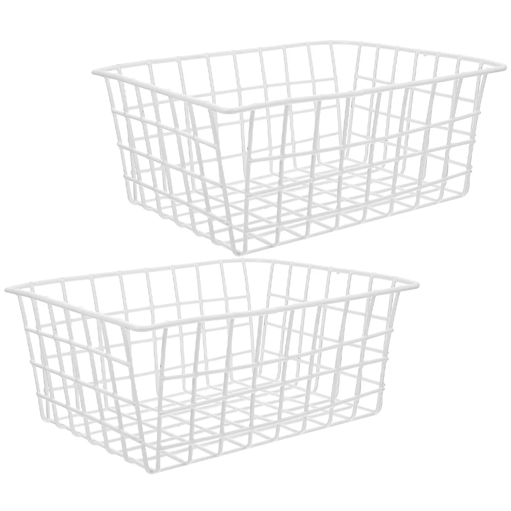 2 Pcs Freezer Storage Basket Pantry Organization and Baskets Fridge Bins Hanging Organizer Refrigerator Supplies Iron